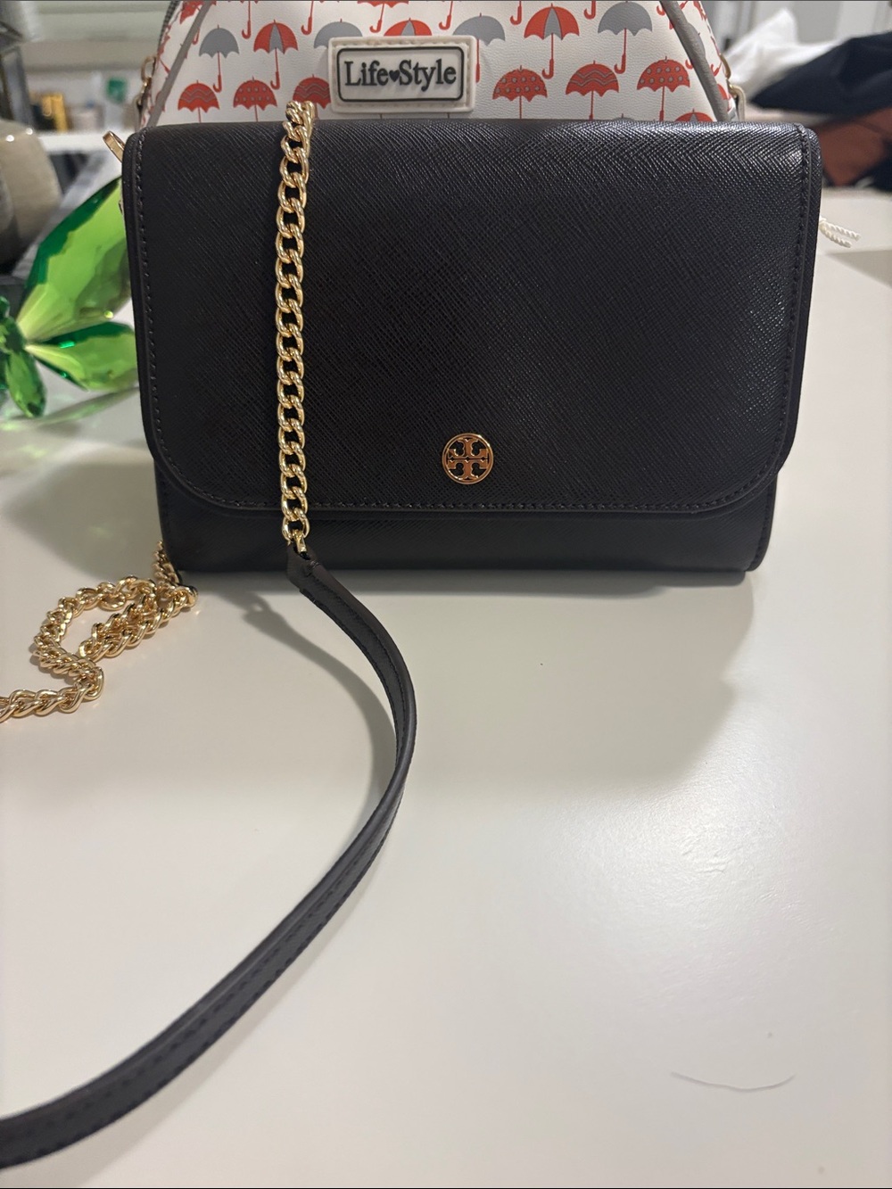 Tory Burch Brown Leather Crossbody with Gold Hardware